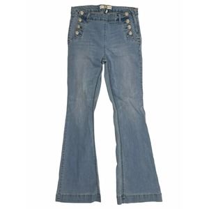 Medium Wash Flare Wide Leg Jeans Retro Style